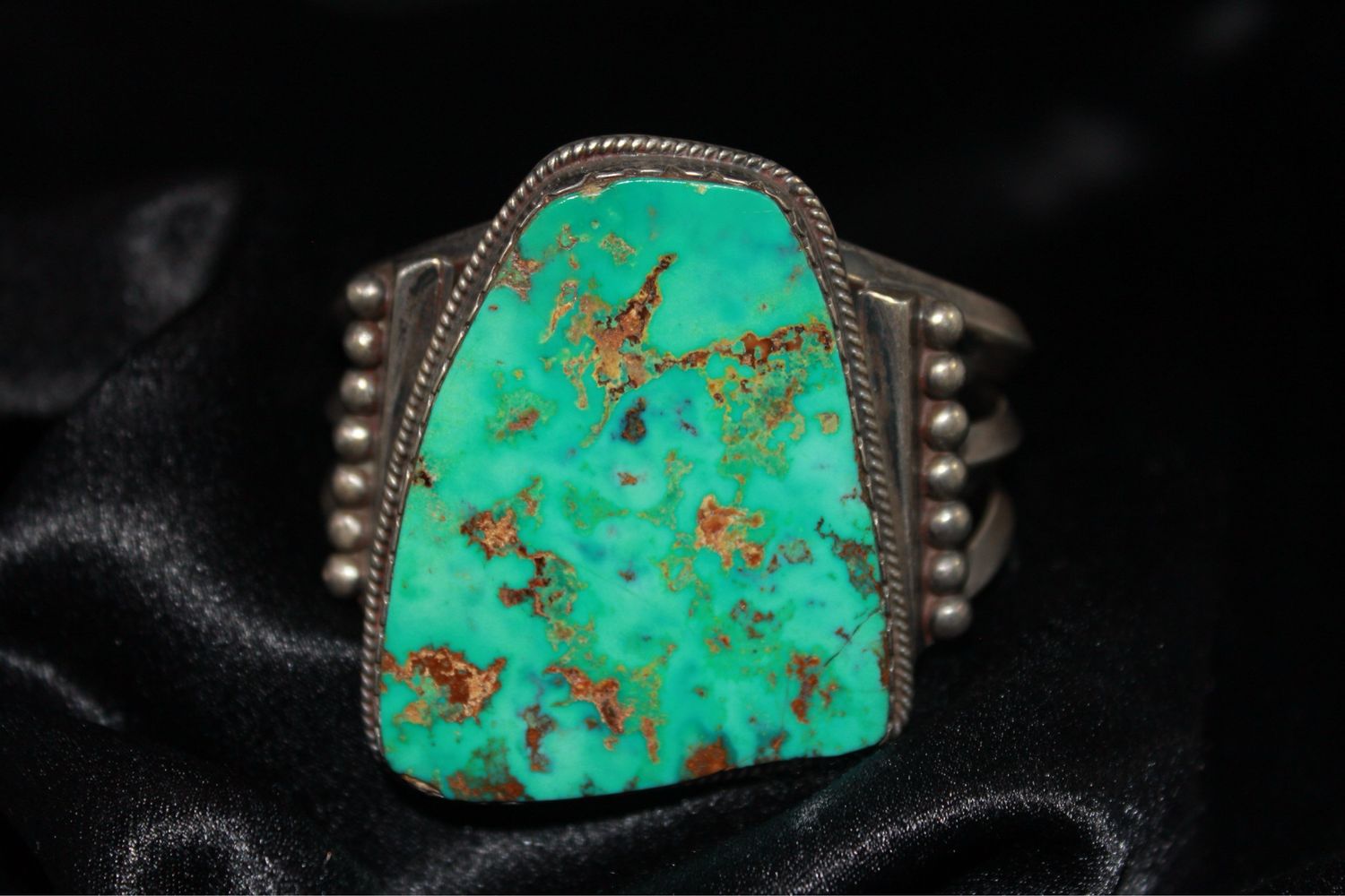 Natural Turquoise and Sterling Silver Cuff