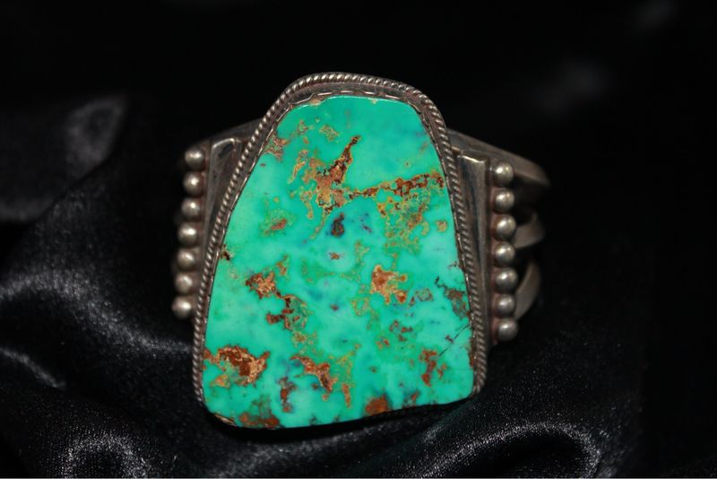 Natural Turquoise and Sterling Silver Cuff