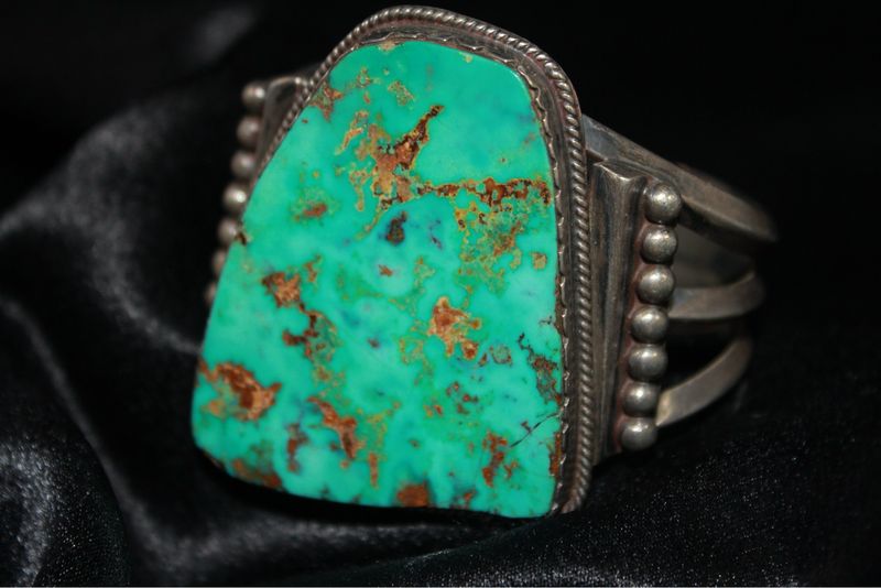 Natural Turquoise and Sterling Silver Cuff