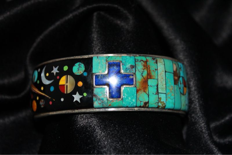 Exquisite Multi Stone Inlay Cuff