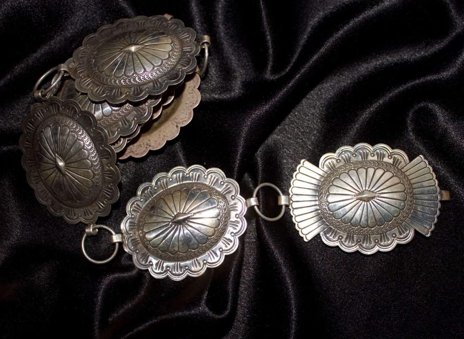 Sterling Silver Navajo Style Link Concho Belt