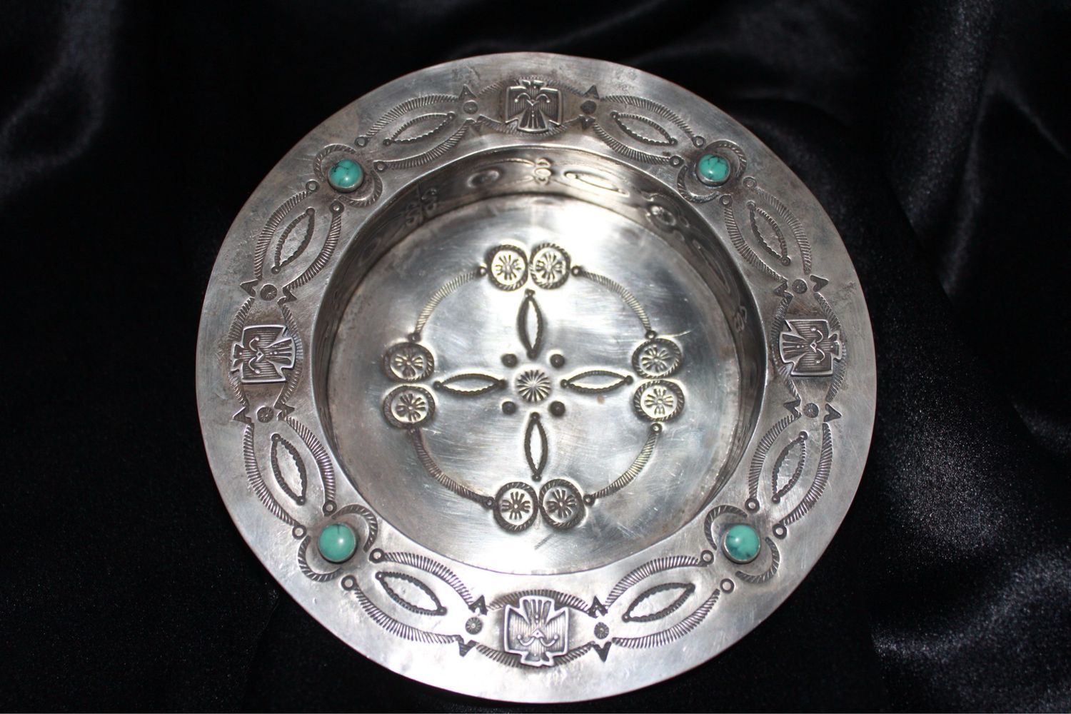 Sterling Silver and Turquoise Stamped Ashtray