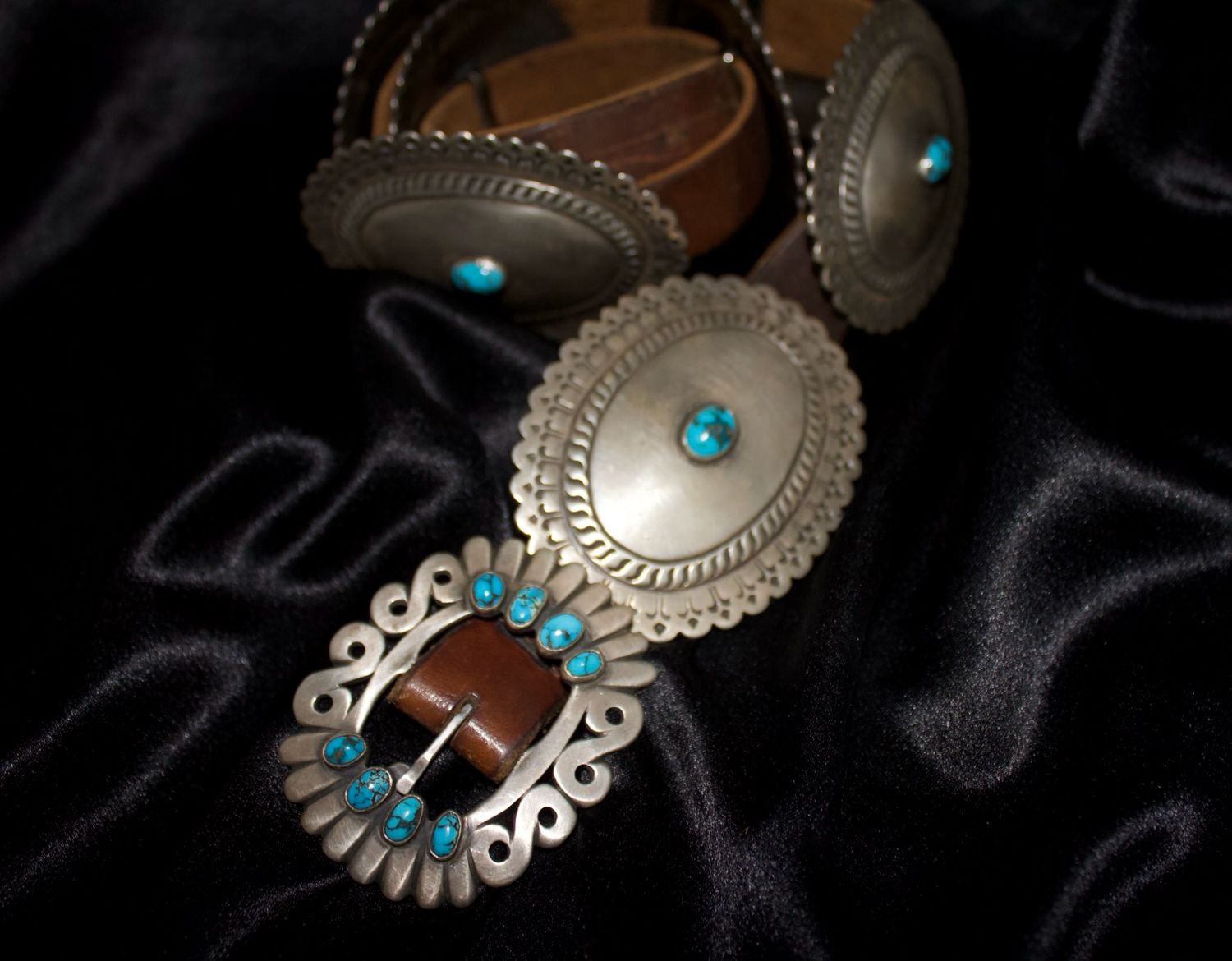 Sterling Silver and Persian Turquoise Concho Belt