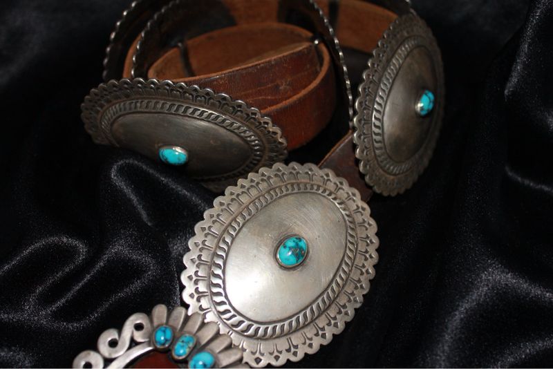 Sterling Silver and Persian Turquoise Concho Belt
