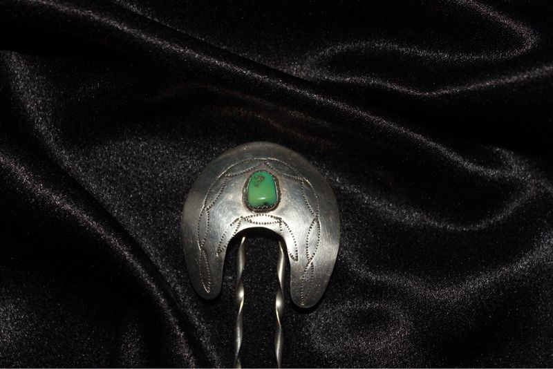 Light Green Turquoise and Sterling Silver Hair Piece