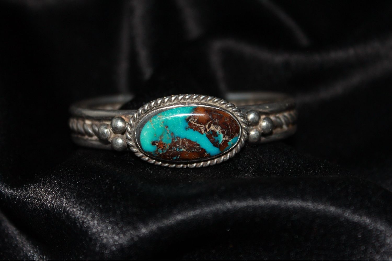 Sterling Silver and Candelaria Turquoise Cuff