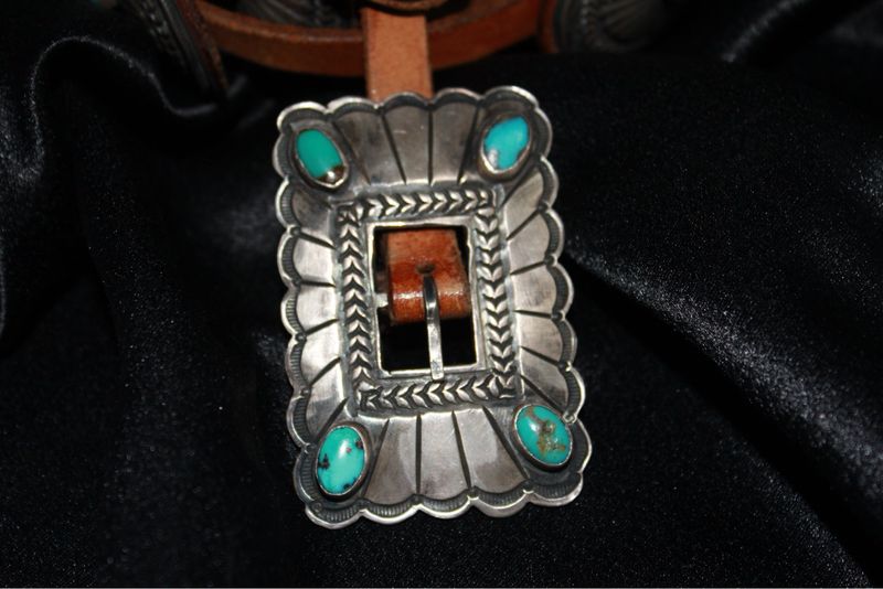 Sterling Silver + Turquoise Thin Concho Belt