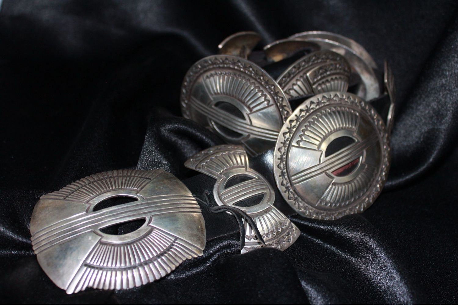 Beautiful Sterling Silver Stamped Concho Belt