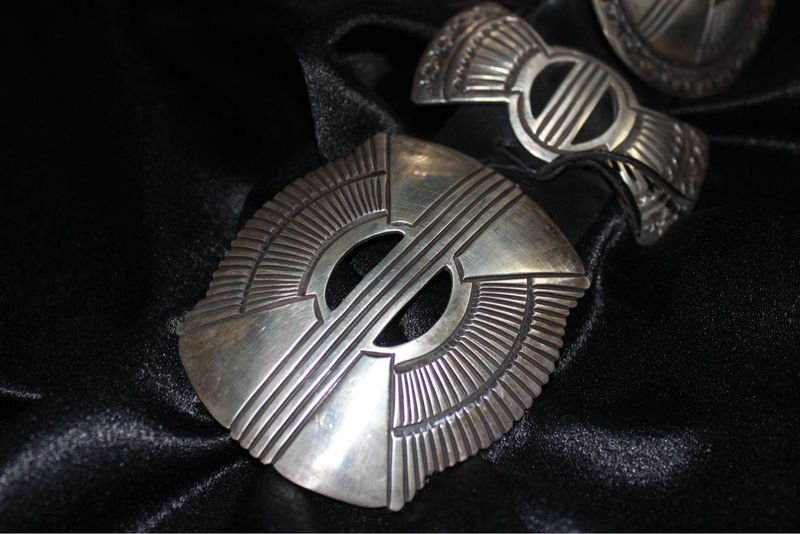 Beautiful Sterling Silver Stamped Concho Belt