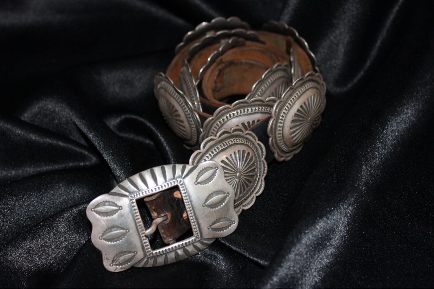 Sterling Silver Stamped Concho Belt