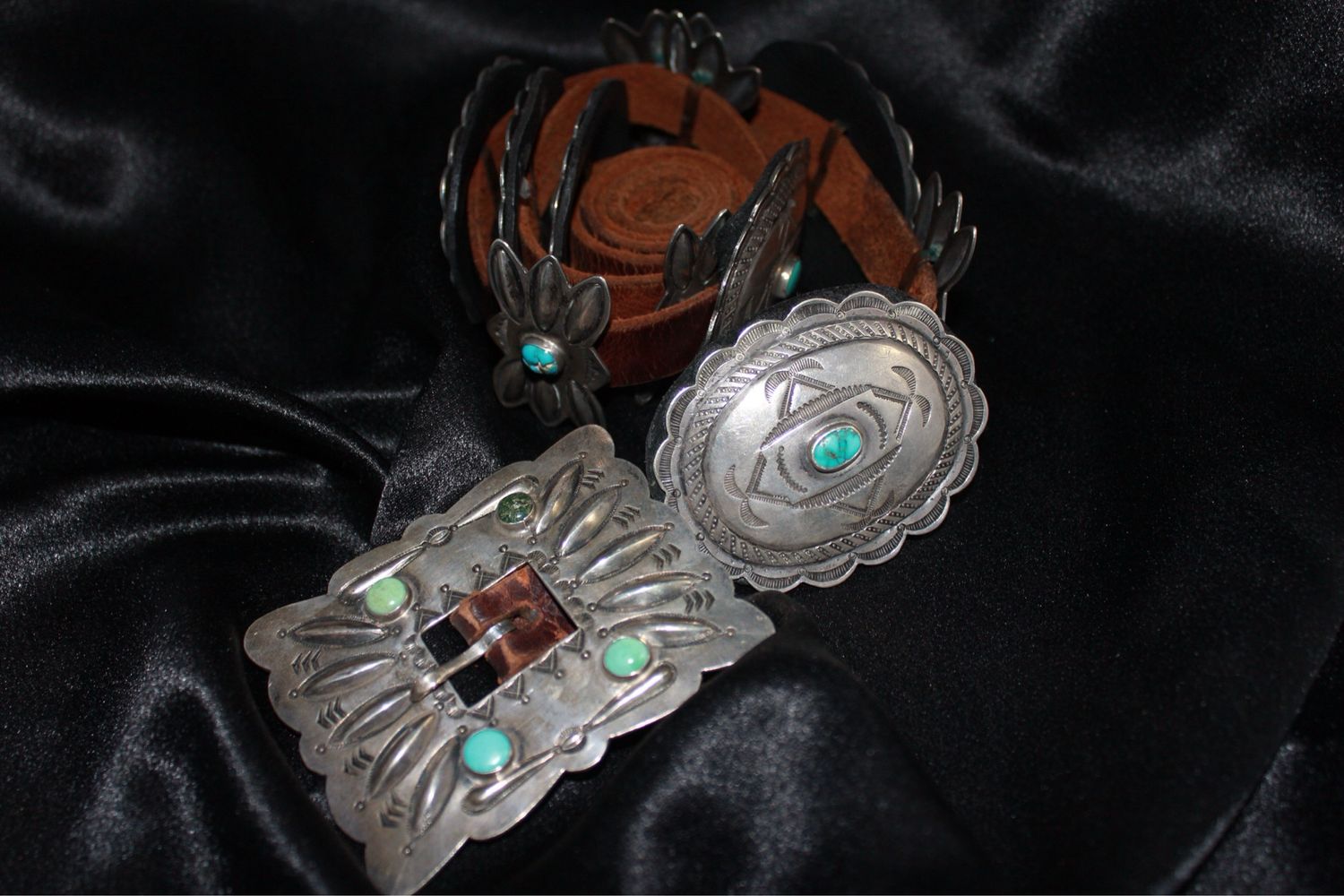 Beautiful Sterling Silver + Turquoise Concho Belt