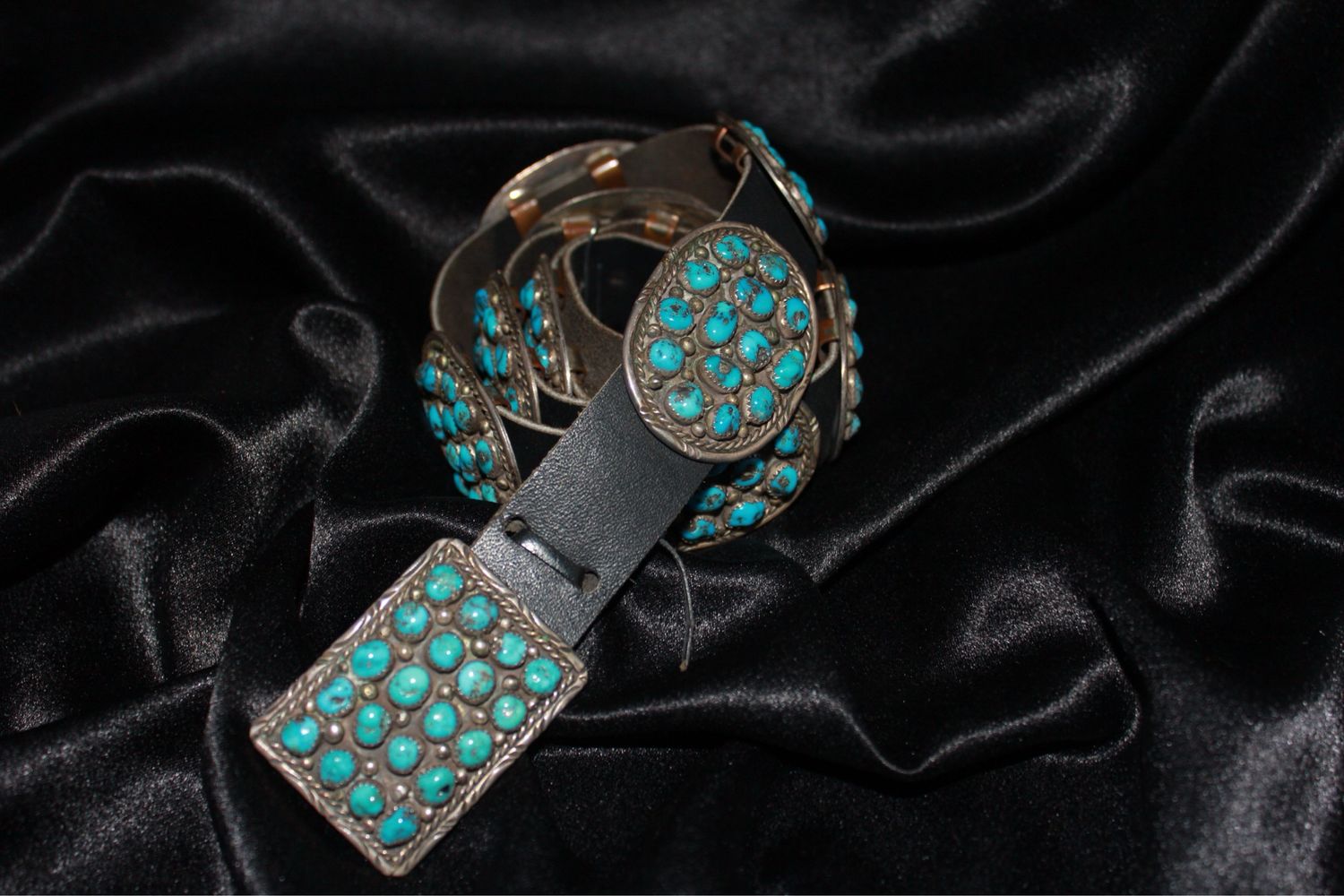 Beautiful Sterling Silver + Turquoise Round Concho Belt