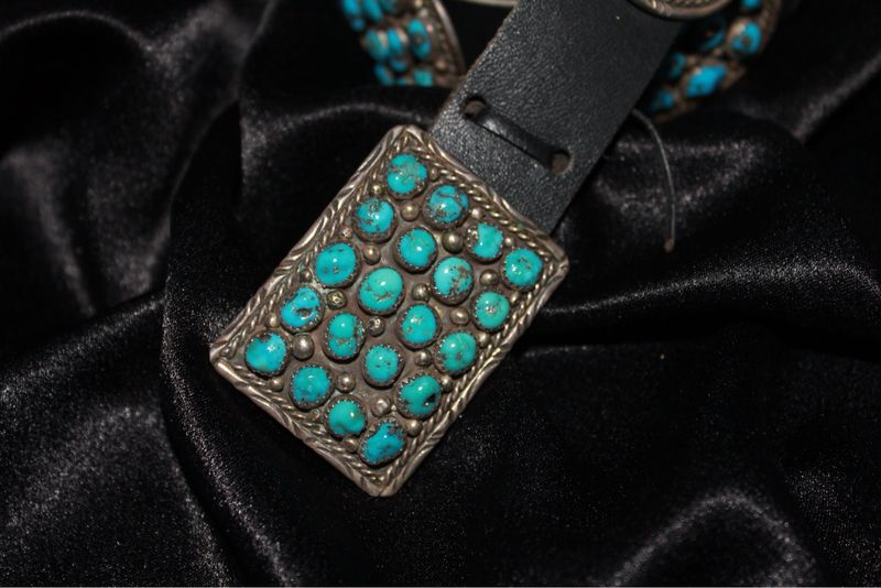 Beautiful Sterling Silver + Turquoise Round Concho Belt