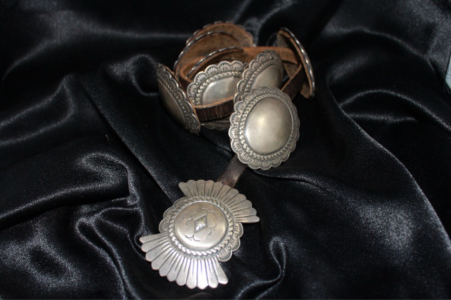 James Reid Sterling Silver Stamped Concho Belt