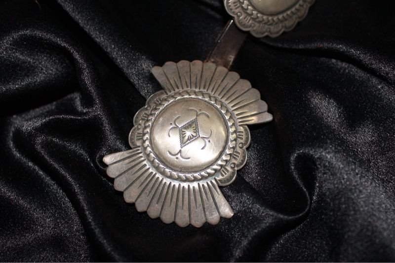 James Reid Sterling Silver Stamped Concho Belt