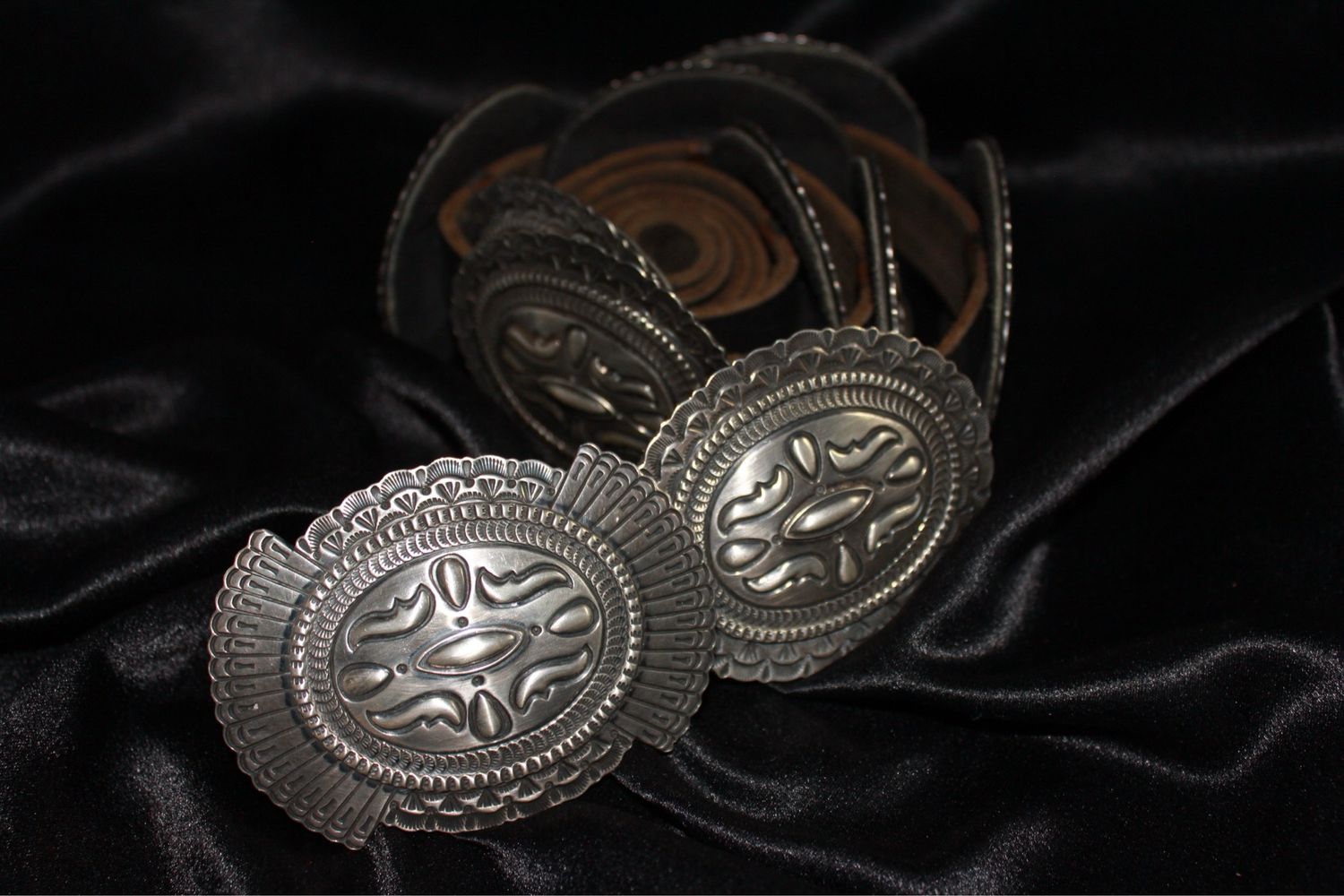 Beautiful Sterling Silver Stamped Concho Belt