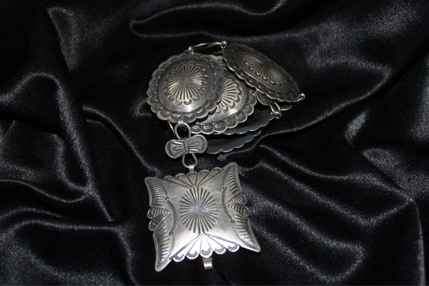 Sterling Silver Stamped Link Style Concho Belt