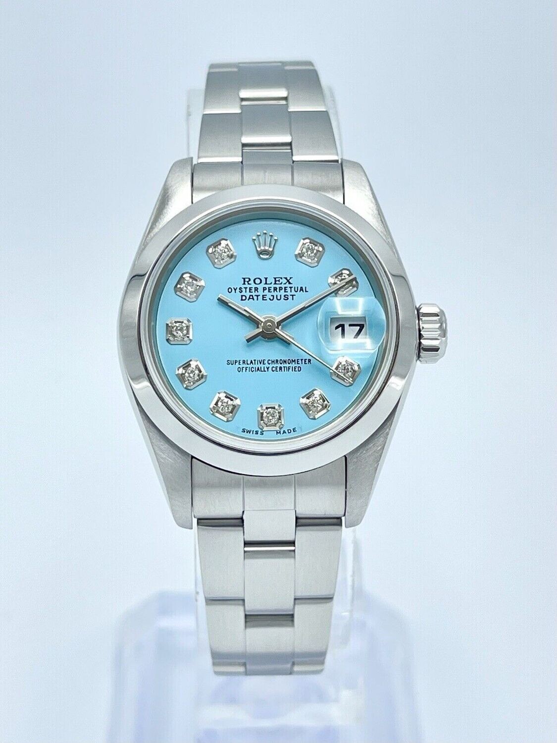 Rolex Datejust Ladies 26mm 79160 Tiffany Blue Diamond Dial Watch With Box