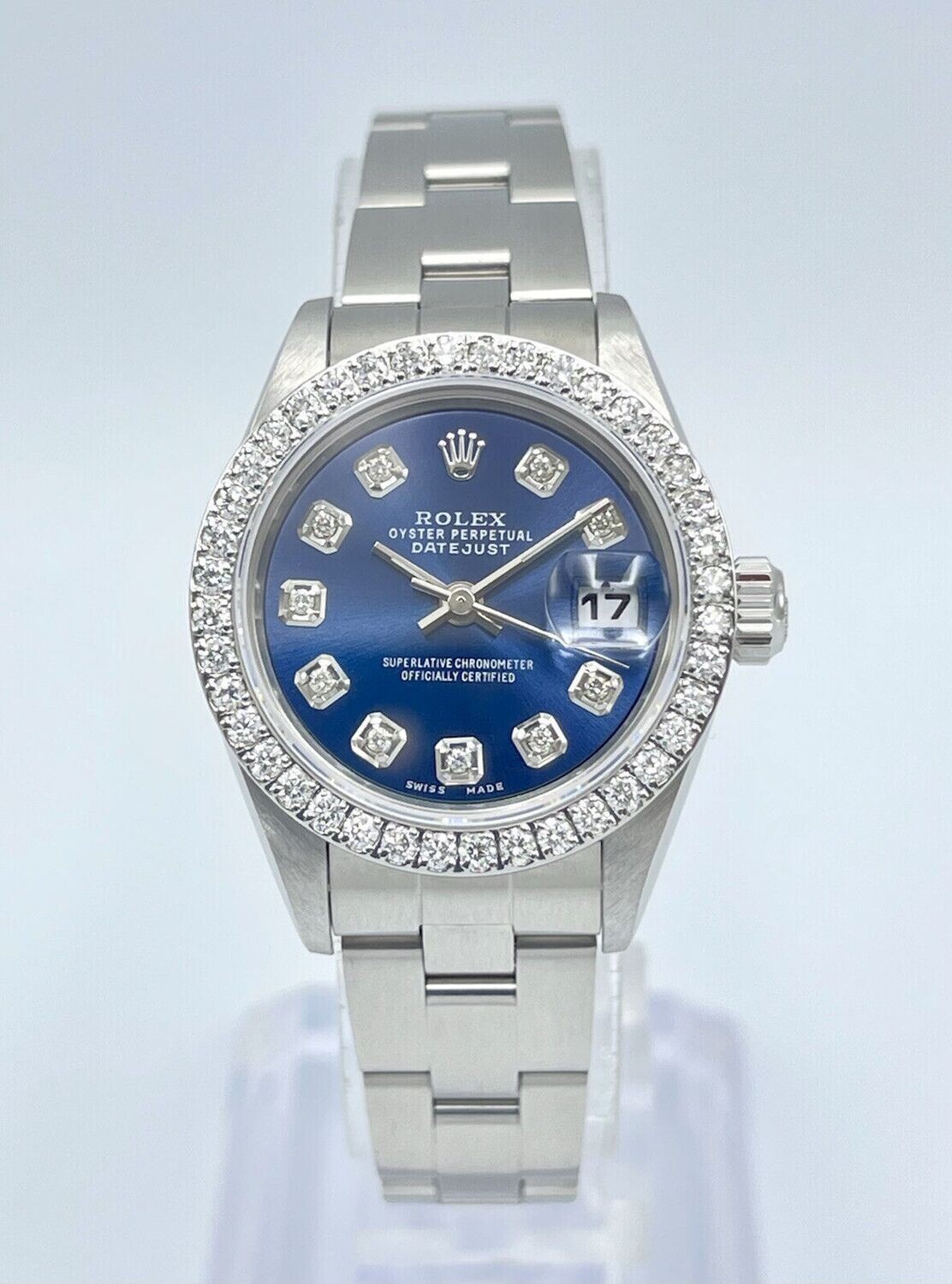 Rolex Datejust Ladies 26mm 79190 Blue Diamond Dial &amp; Diamond Bezel Box Navy