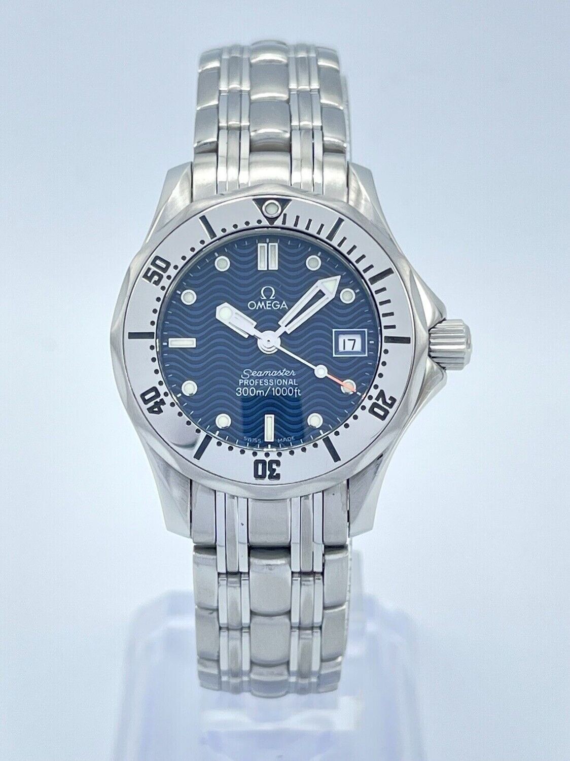 Omega Seamaster Professional 300m 2582.80 Blue 28mm Ladies Quartz Box &amp; Papers