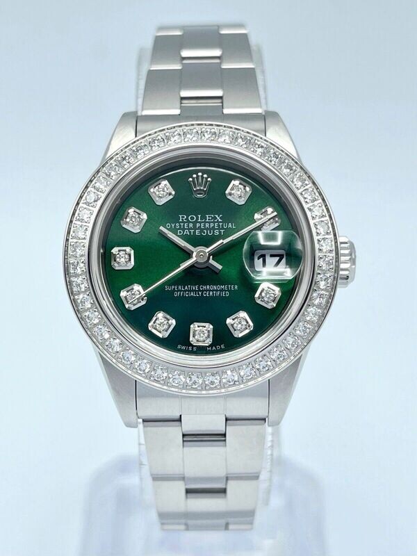 Rolex Datejust Ladies 26mm 79160 Green Diamond Dial &amp; Diamond Bezel Box