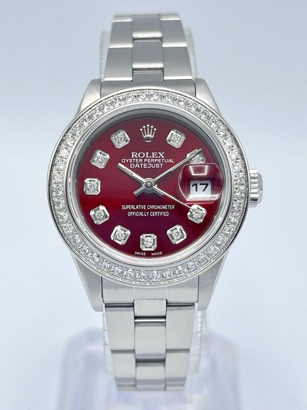 Rolex Datejust Ladies 26mm 79160 Red Diamond Dial &amp; Diamond Bezel Box