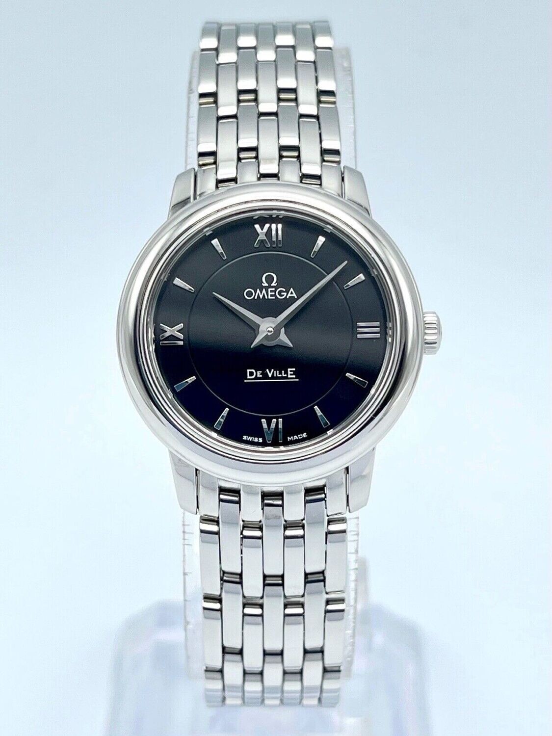 Omega De Ville Prestige Black Dial 24.4 mm Stainless Steel Quartz Box Papers
