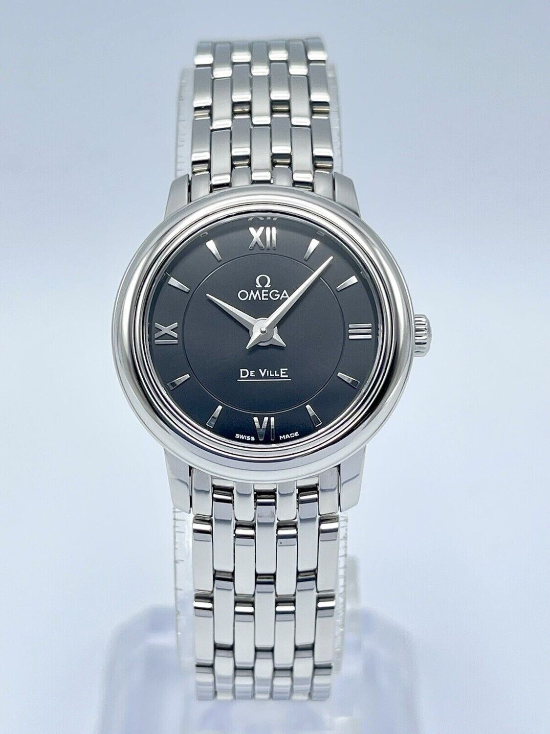 Omega De Ville Prestige Black Dial 24.4 mm Stainless Steel Quartz Box Papers