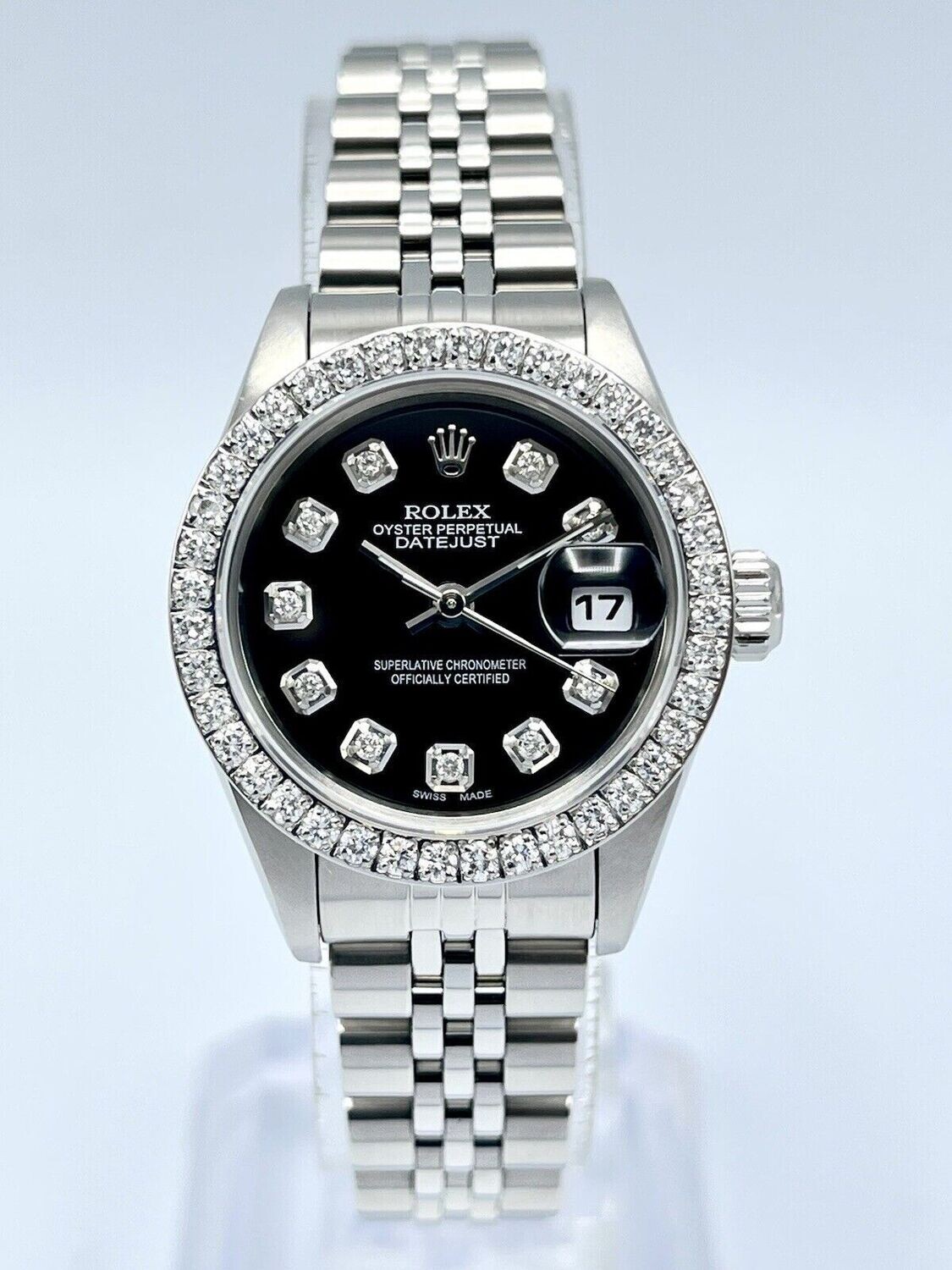 Rolex Datejust Ladies 26mm 79160 Black Diamond Dial &amp; Diamond Bezel Box Papers