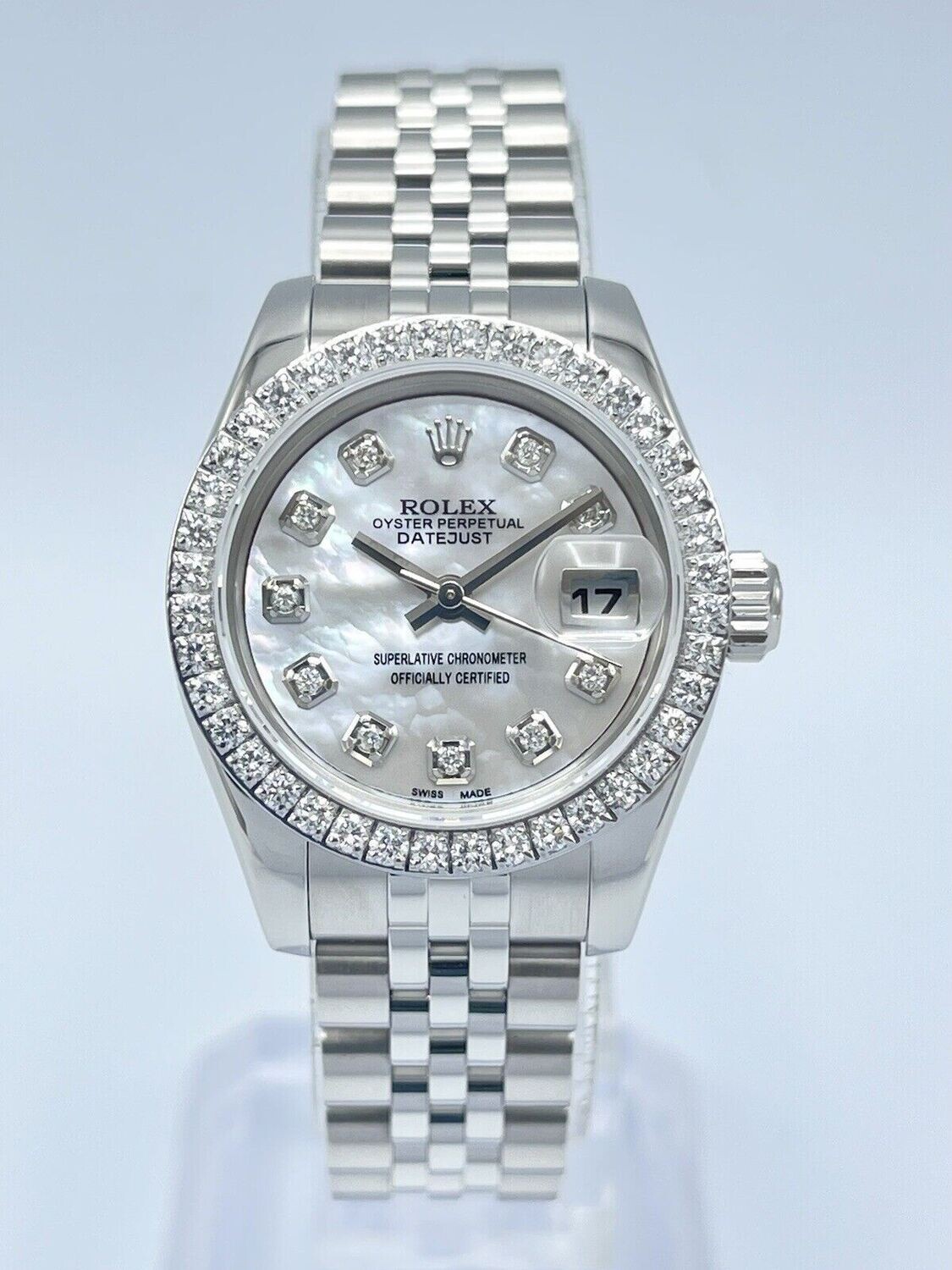 Rolex Datejust Ladies 26mm 179174 Pearl MOP Diamond Dial &amp; Diamond Bezel Box
