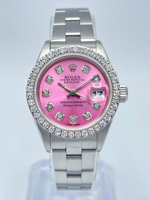 Rolex Datejust Ladies 26mm 69160 Pink Diamond Dial &amp; Diamond Bezel Box Papers