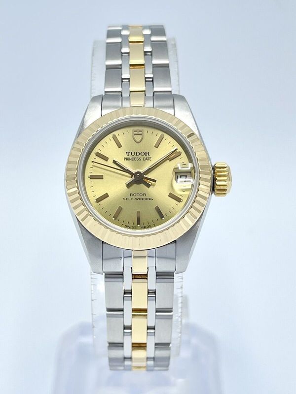 Tudor Princess Date 92513 22mm Champagne Gold Dial Two Tone Automatic Fluted