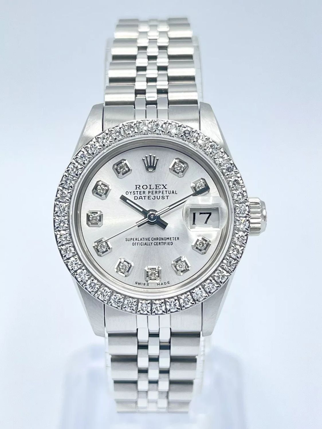 Rolex Datejust Ladies 26mm 69190 Silver Diamond Dial Diamond Bezel Jubilee