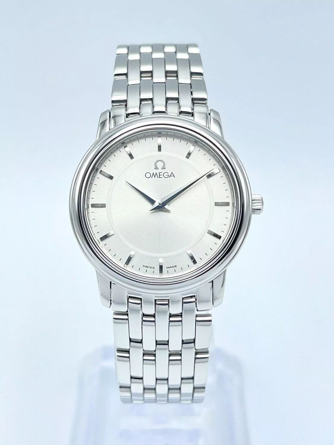 Ladies Omega De Ville 27mm Silver Dial Stainless Steel Quartz 4580.31 Slim Watch