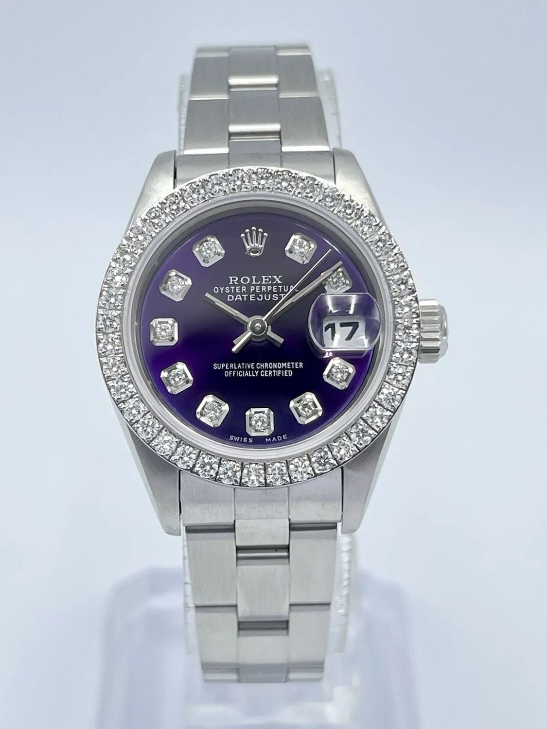 Rolex Datejust Ladies 26mm 69160 Purple Diamond Dial &amp; Diamond Bezel Box
