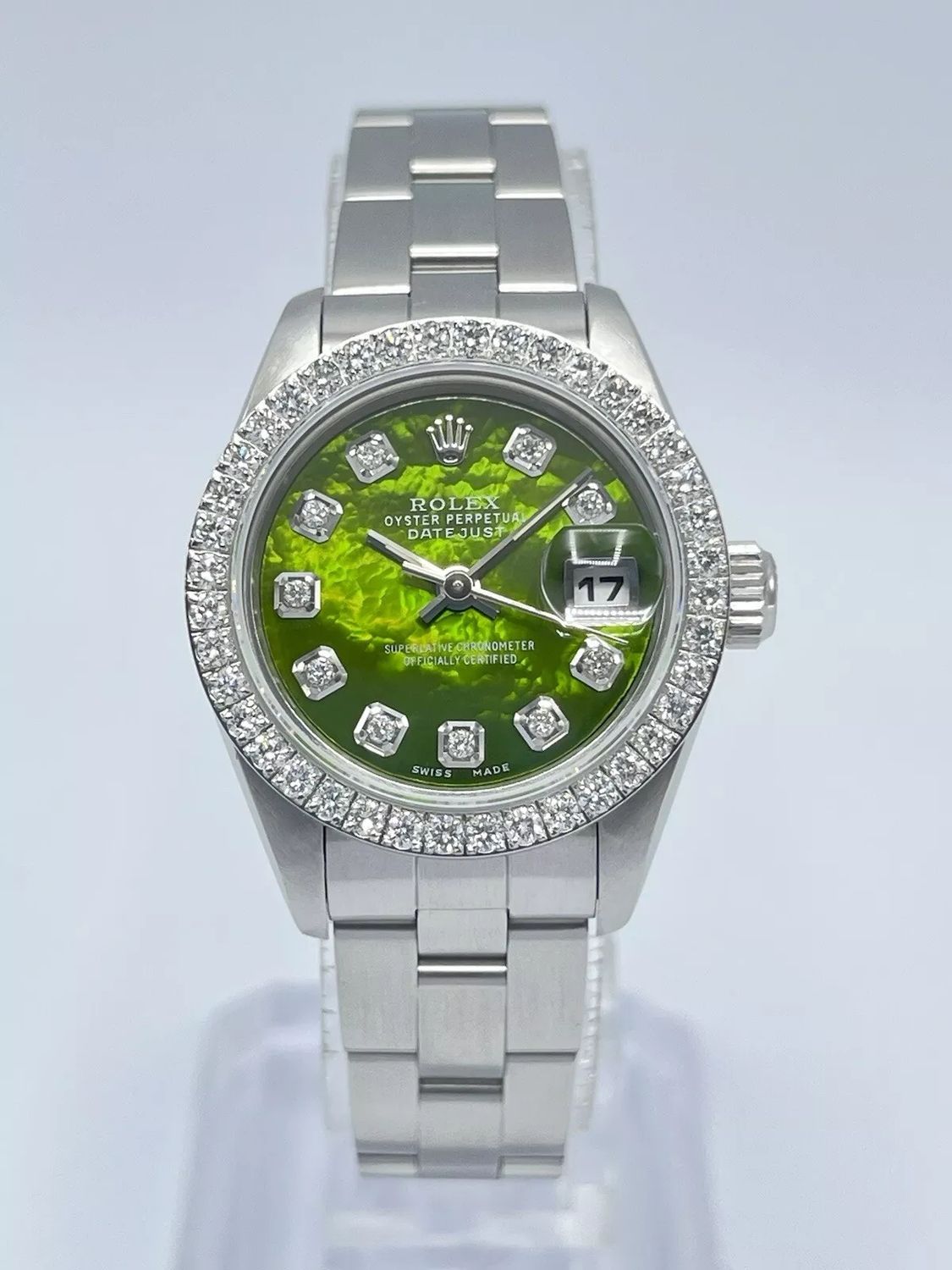 Rolex Datejust Ladies 26mm 69160 Green MOP Diamond Dial &amp; Diamond Bezel Box
