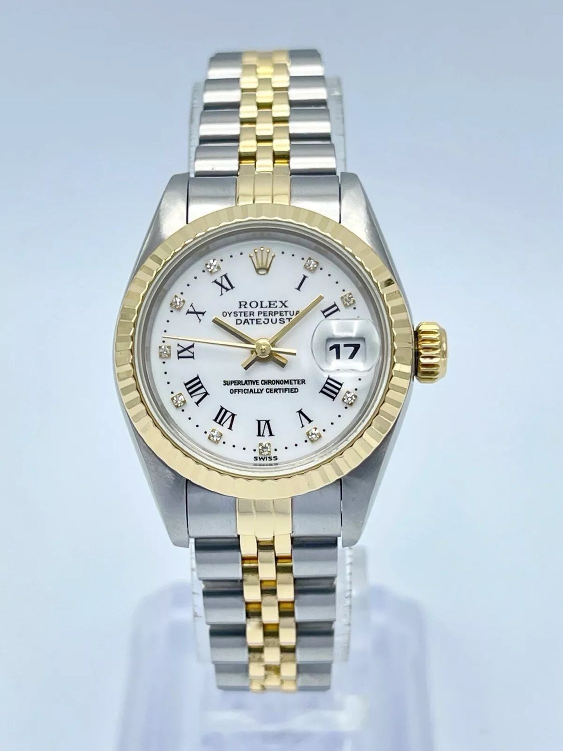 Rolex Datejust Ladies 26mm 69173 White Roman Factory Diamond Dial 18ct Gold