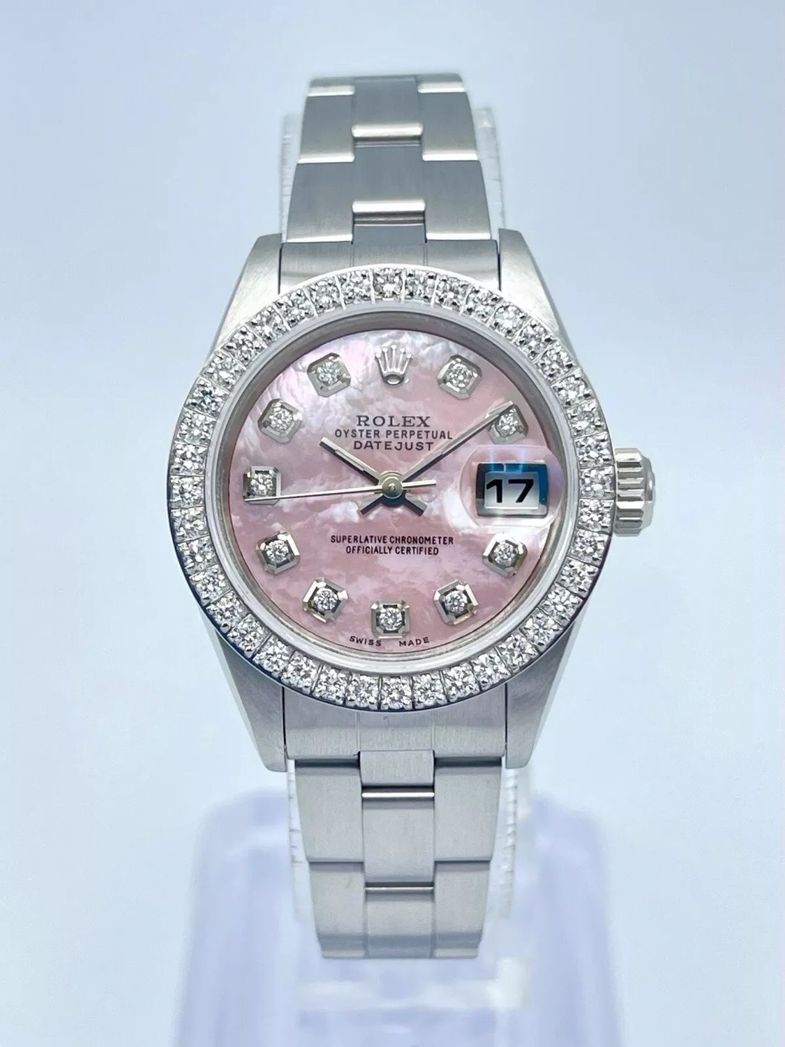 Rolex Datejust Ladies 26mm 79240 Pink MOP Diamond Dial Diamond Bezel Papers