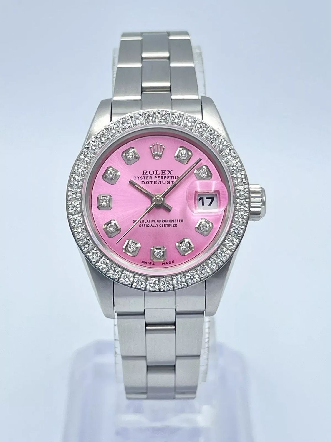 Rolex Datejust Ladies 26mm 69160 Pink Diamond Dial &amp; Diamond Bezel Box Oyster