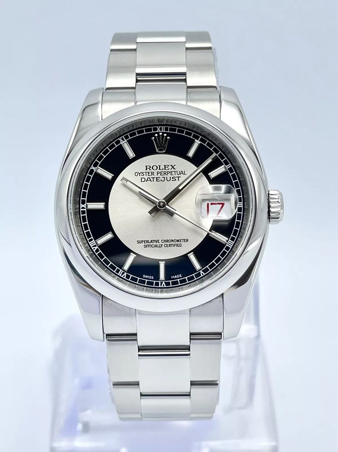 Rolex Datejust 116200 36mm Gents Silver Baton Black Dial Box &amp; Papers 2013