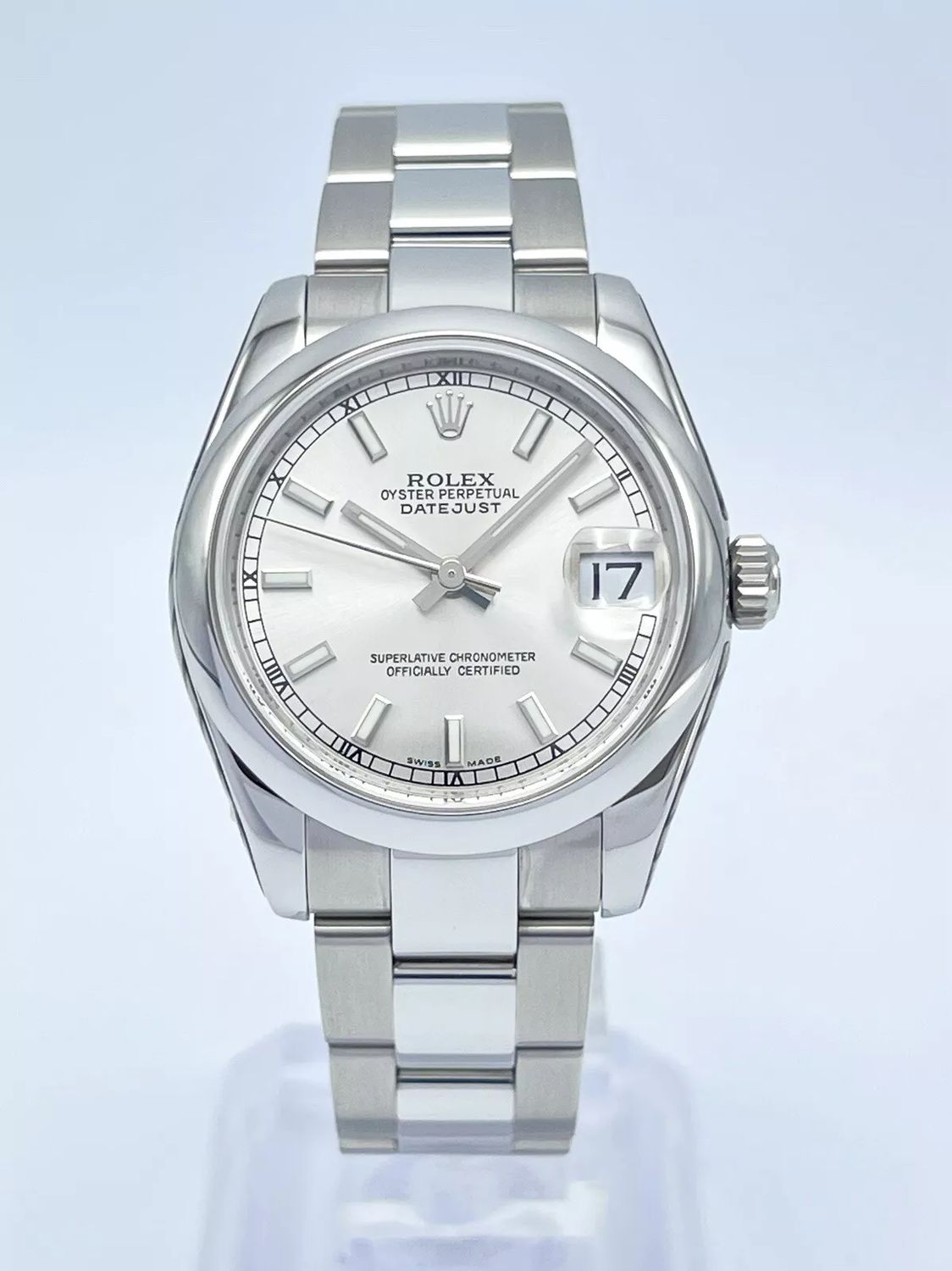 Ladies Rolex Datejust 31mm 178240 Silver Dial Steel Smooth Oyster Box Papers