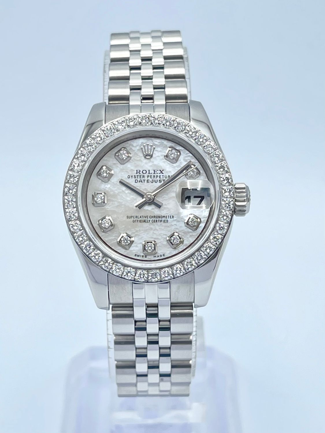 Rolex Datejust 26mm 179174 Pearl MOP Diamond Dial Diamond Bezel Jubilee Box