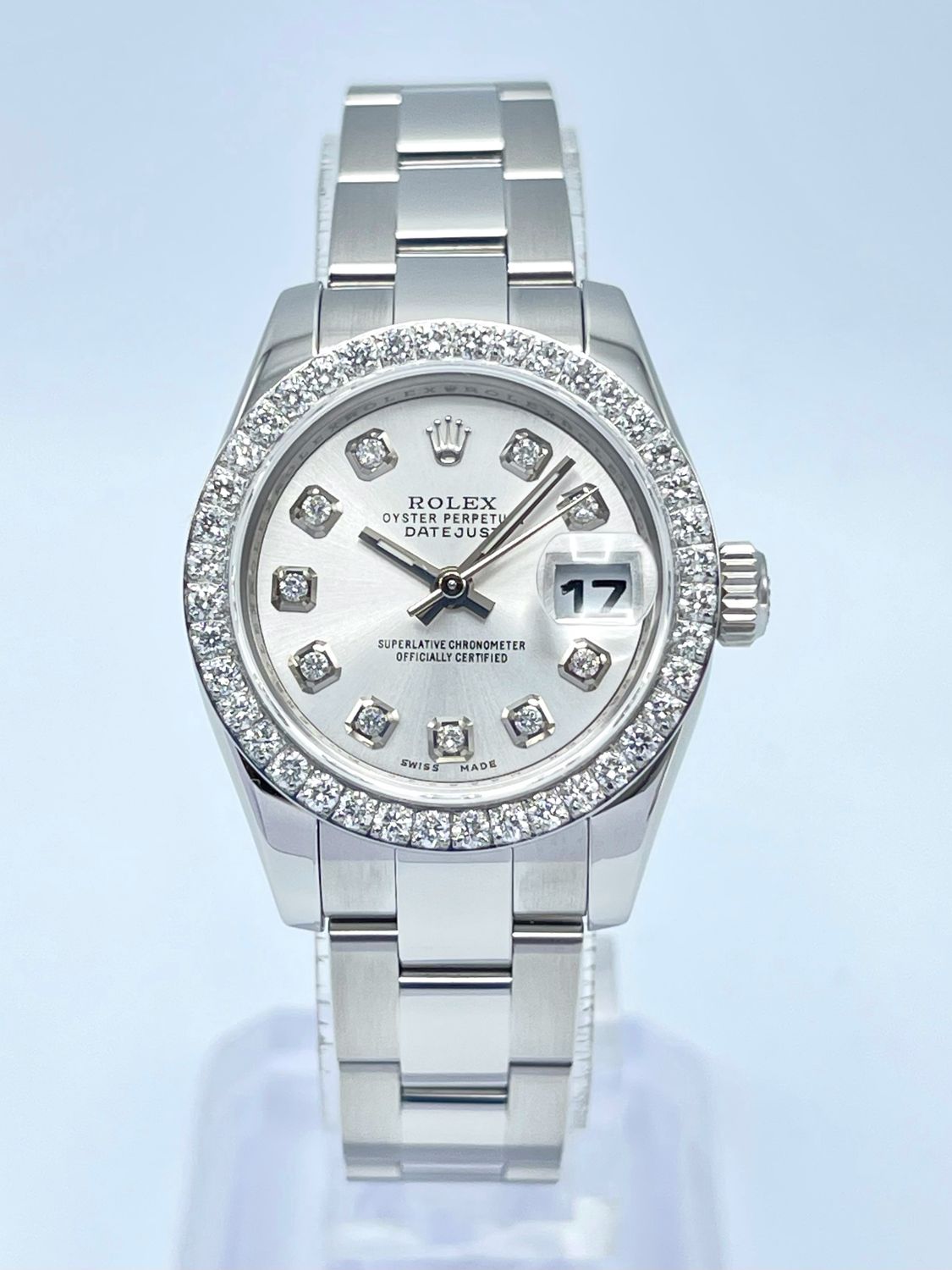 Rolex Datejust Ladies 26mm 179160 Silver Diamond Dial &amp; Diamond Bezel Box