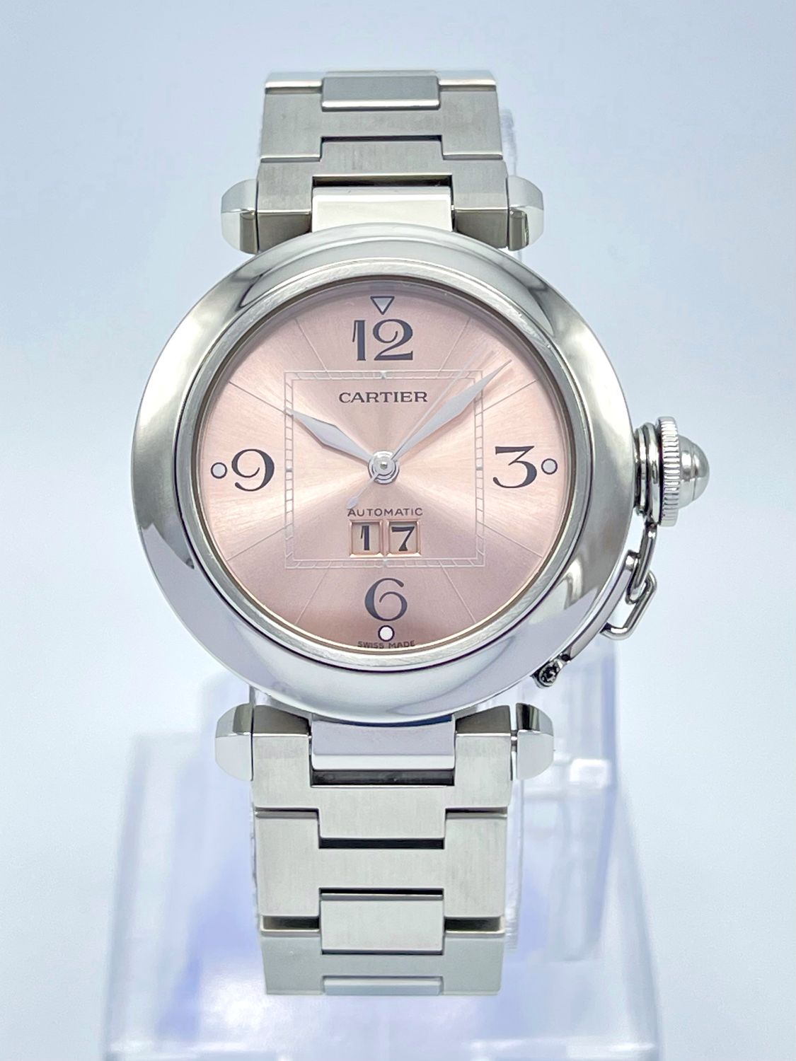 Cartier Pasha C Big Date 35mm 2475 Pink Dial W31058M7 Automatic Stainless Steel