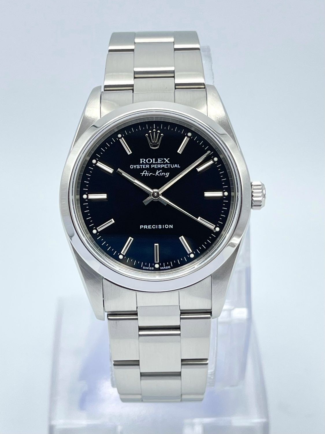 Gents Rolex Air-king 14000m 34mm Black Dial Smooth Bezel Papers