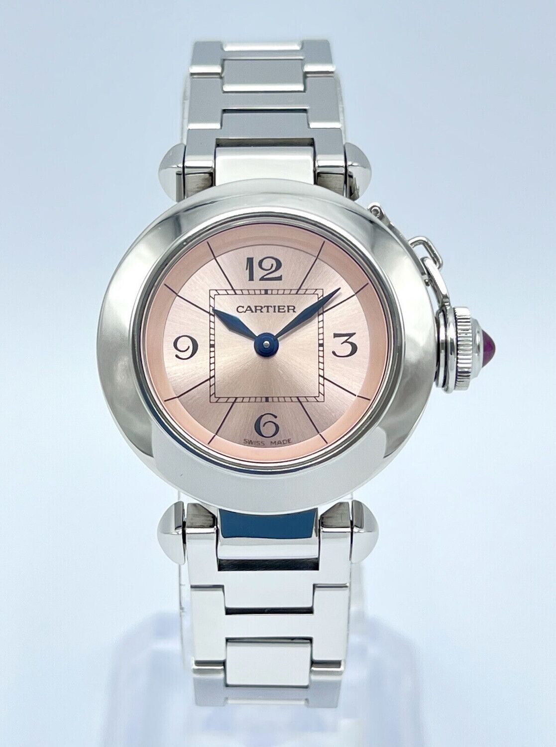 Cartier Miss Pasha 27mm Pink Dial 2973 W3140008 Quartz Stainless Steel Arabic