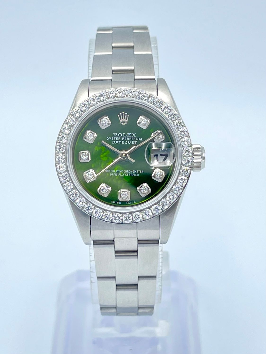 Rolex Datejust Ladies 26mm 69190 Green MOP Diamond Dial &amp; Diamond Bezel Box