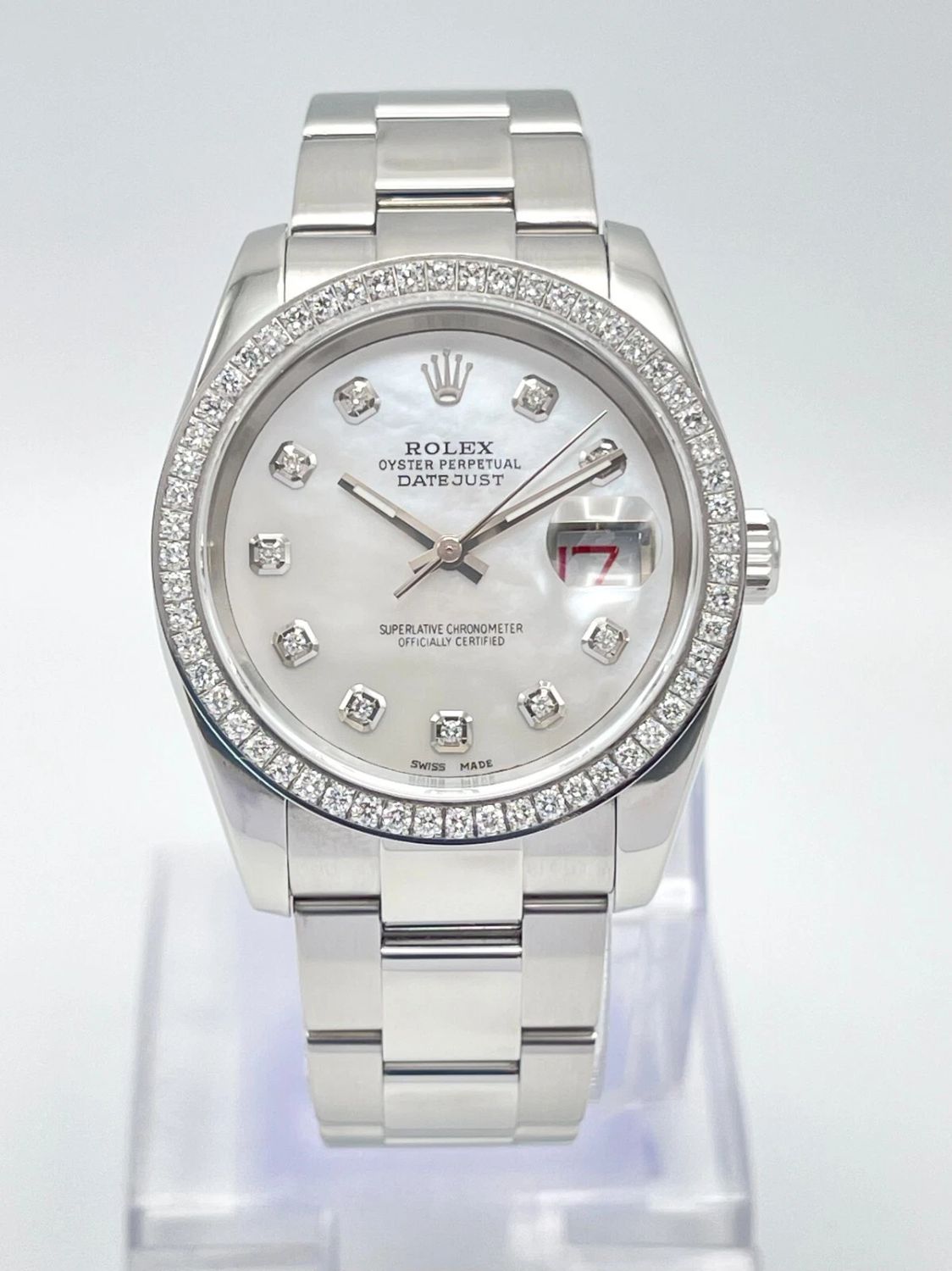 Rolex Datejust 116234 36mm Pearl MOP Diamond Dial &amp; Diamond Bezel Oyster Box