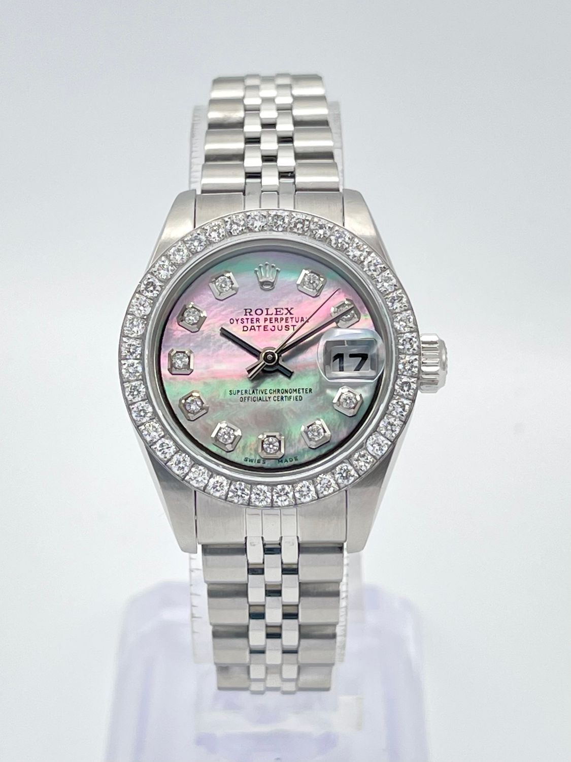 Rolex Datejust 26mm 79240 Tahitian Black MOP Diamond Dial Diamond Bezel Jubilee