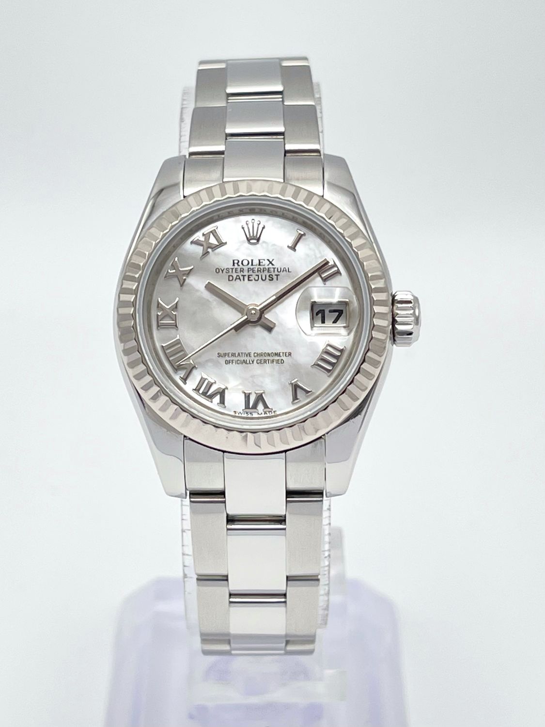 Rolex Datejust 26mm 179174 Factory Mother of Pearl Dial White Gold Fluted Bezel